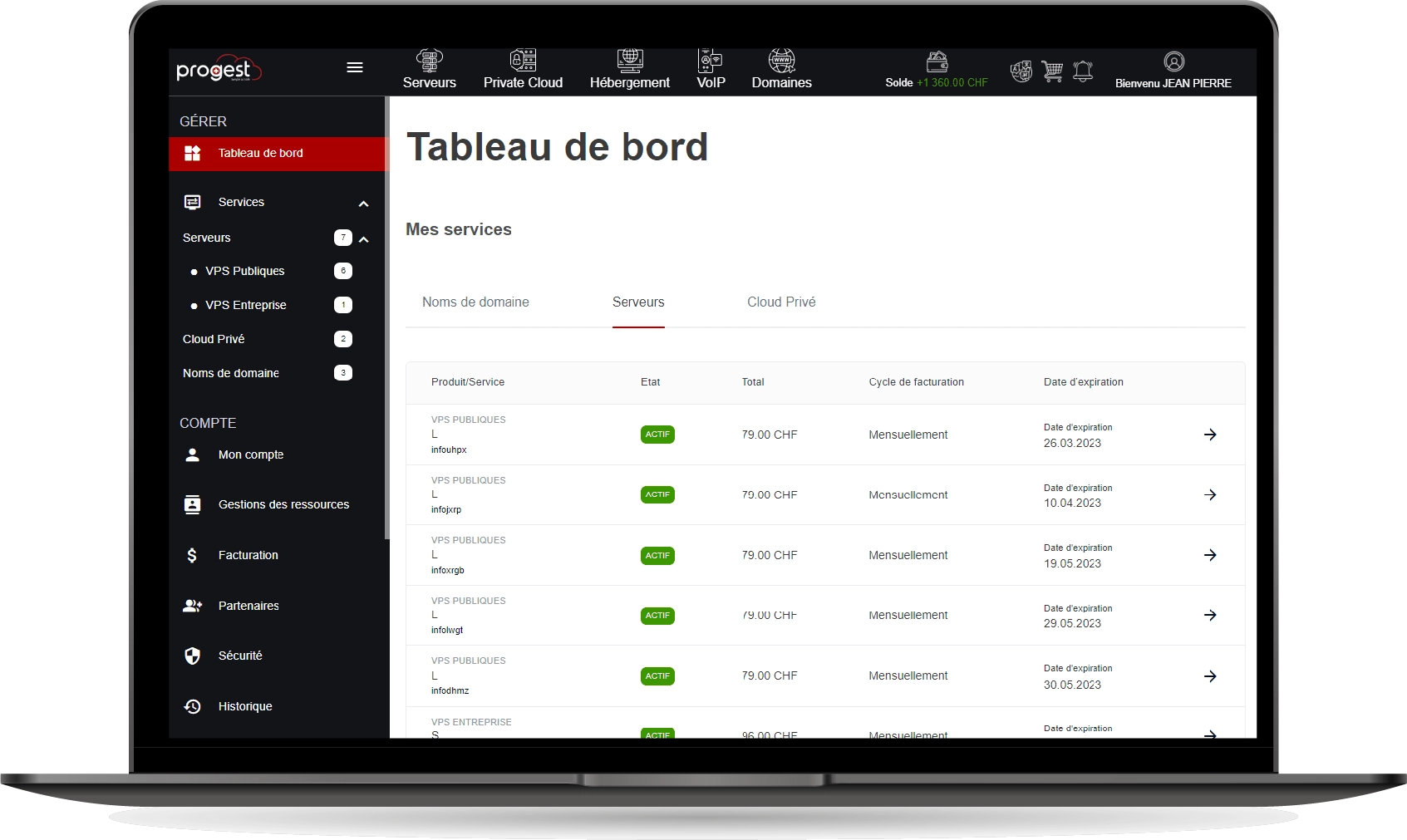 Control panel pour tous vos produits Cloud